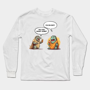 Dinosaur Friendship Diet Joke Long Sleeve T-Shirt